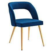 Navy finish velvet upholstery and polished gold legs dining chair by Modway additional picture 2