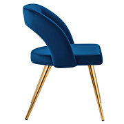 Navy finish velvet upholstery and polished gold legs dining chair by Modway additional picture 3