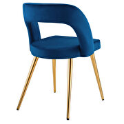 Navy finish velvet upholstery and polished gold legs dining chair by Modway additional picture 4