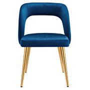 Navy finish velvet upholstery and polished gold legs dining chair by Modway additional picture 5