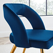 Navy finish velvet upholstery and polished gold legs dining chair by Modway additional picture 7