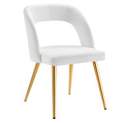 White finish velvet upholstery and polished gold legs dining chair by Modway additional picture 2
