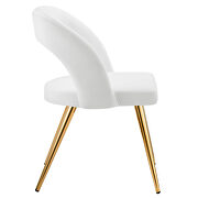 White finish velvet upholstery and polished gold legs dining chair by Modway additional picture 3