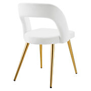 White finish velvet upholstery and polished gold legs dining chair by Modway additional picture 4
