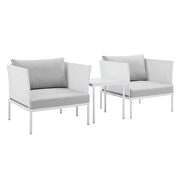 3-piece sunbrella® outdoor patio aluminum seating set in white/ gray by Modway additional picture 2