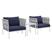 3-piece sunbrella® outdoor patio aluminum seating set in navy by Modway additional picture 2