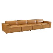 Modular 4-piece vegan leather sectional sofa in tan by Modway additional picture 2