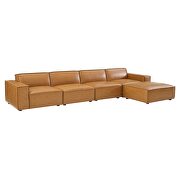 5-piece vegan leather sectional sofa in tan by Modway additional picture 2