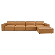5-piece vegan leather sectional sofa in tan by Modway additional picture 3