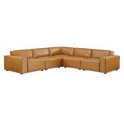Modular 5-piece vegan leather sectional sofa in tan by Modway additional picture 2
