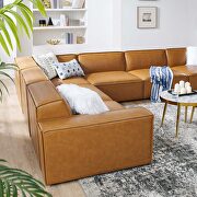Tan finish modular 6-piece vegan leather sectional sofa by Modway additional picture 11