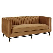 Channel tufted performance velvet loveseat in cognac finish by Modway additional picture 2
