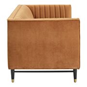 Channel tufted performance velvet loveseat in cognac finish by Modway additional picture 3