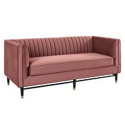 Channel tufted performance velvet loveseat in dusty rose finish by Modway additional picture 2