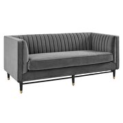 Channel tufted performance velvet loveseat in gray finish by Modway additional picture 2