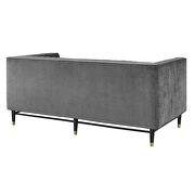 Channel tufted performance velvet loveseat in gray finish additional photo 4 of 7