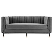 Channel tufted performance velvet loveseat in gray finish additional photo 5 of 7