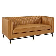 Channel tufted vegan leather loveseat in tan finish by Modway additional picture 2