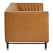 Channel tufted vegan leather loveseat in tan finish additional photo 3 of 7