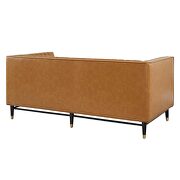 Channel tufted vegan leather loveseat in tan finish additional photo 4 of 7