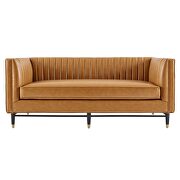 Channel tufted vegan leather loveseat in tan finish additional photo 5 of 7