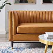 Channel tufted vegan leather loveseat in tan finish by Modway additional picture 8