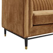 Channel tufted performance velvet sofa in cognac additional photo 4 of 7