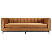 Channel tufted performance velvet sofa in cognac additional photo 5 of 7