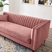Channel tufted performance velvet sofa in dusty rose additional photo 2 of 7