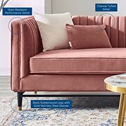 Channel tufted performance velvet sofa in dusty rose additional photo 3 of 7