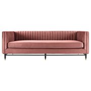 Channel tufted performance velvet sofa in dusty rose additional photo 5 of 7