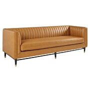 Channel tufted vegan leather sofa in tan finish by Modway additional picture 2