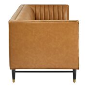 Channel tufted vegan leather sofa in tan finish by Modway additional picture 3