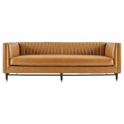 Channel tufted vegan leather sofa in tan finish by Modway additional picture 5