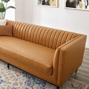 Channel tufted vegan leather sofa in tan finish by Modway additional picture 8