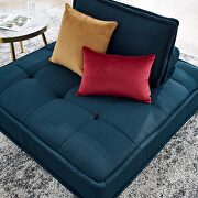 Tufted fabric armless chair in azure additional photo 2 of 8