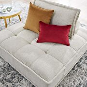 Tufted fabric armless chair in beige additional photo 2 of 8