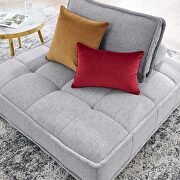 Tufted fabric armless chair in light gray additional photo 2 of 8