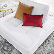 Tufted fabric armless chair in white additional photo 2 of 8