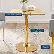 Square dining table in gold natural by Modway additional picture 3