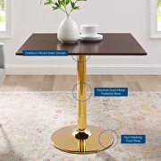 Square dining table in gold cherry walnut by Modway additional picture 2