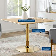 Square dining table in gold natural by Modway additional picture 2