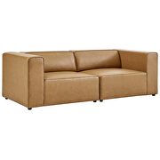 Vegan leather 2-piece sectional sofa loveseat in tan by Modway additional picture 2