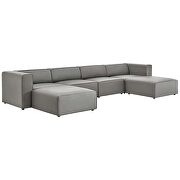 Vegan leather 4-piece sofa and 2 ottomans set in gray by Modway additional picture 10
