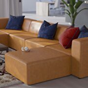 Vegan leather 4-piece sofa and 2 ottomans set in tan by Modway additional picture 12