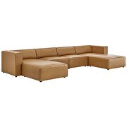 Vegan leather 4-piece sofa and 2 ottomans set in tan by Modway additional picture 10