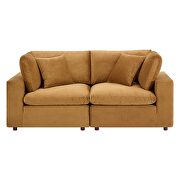 Down filled overstuffed performance velvet loveseat in cognac by Modway additional picture 7