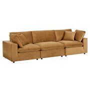 Down filled overstuffed performance velvet 3-seater sofa in cognac by Modway additional picture 2