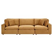 Down filled overstuffed performance velvet 3-seater sofa in cognac by Modway additional picture 3