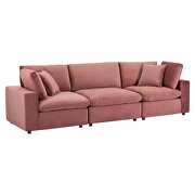 Down filled overstuffed performance velvet 3-seater sofa in dusty rose by Modway additional picture 2